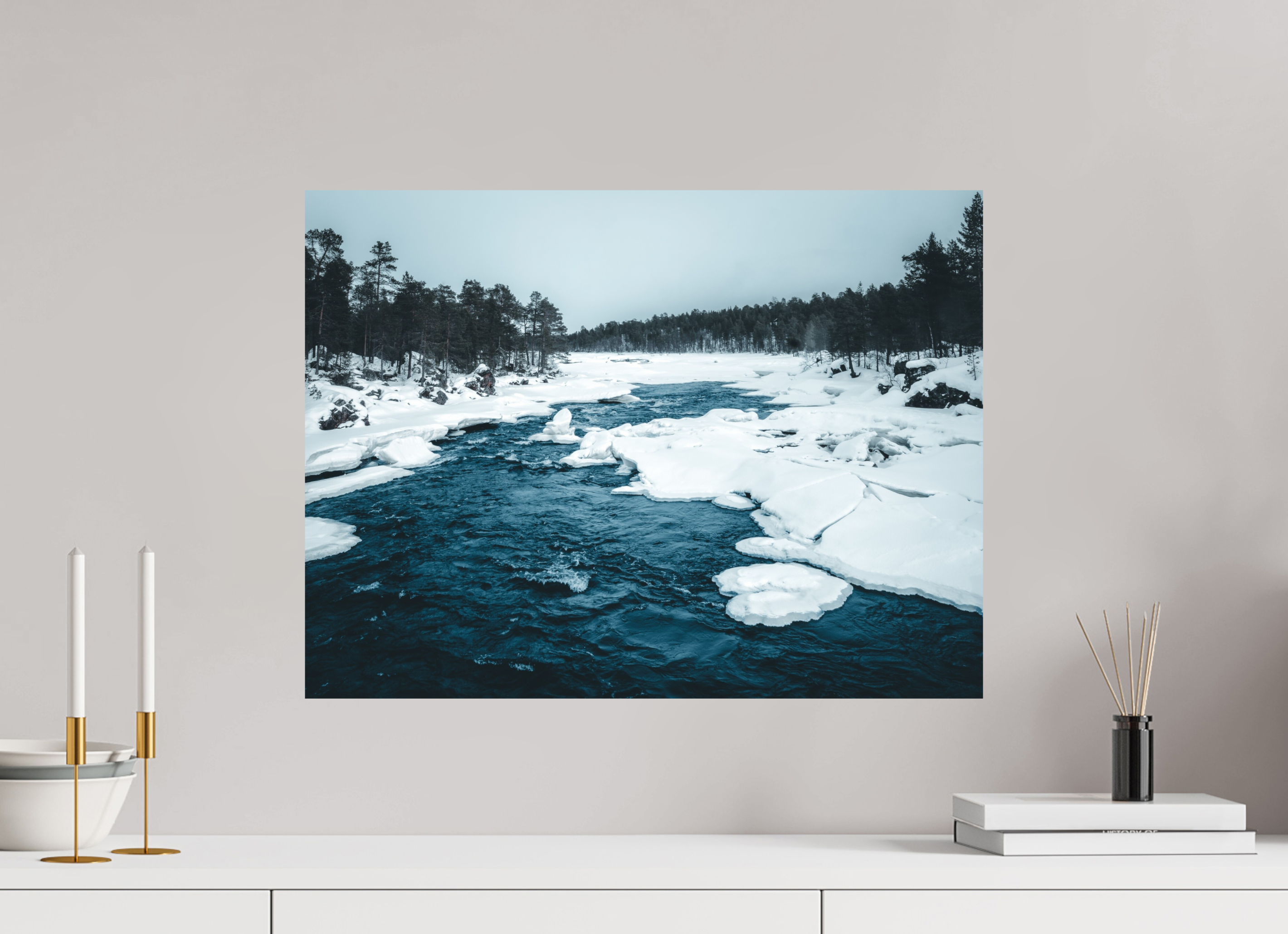 60 x 45 cm, Impression Fine Art Rivière arctique (Laponie Finlandaise)