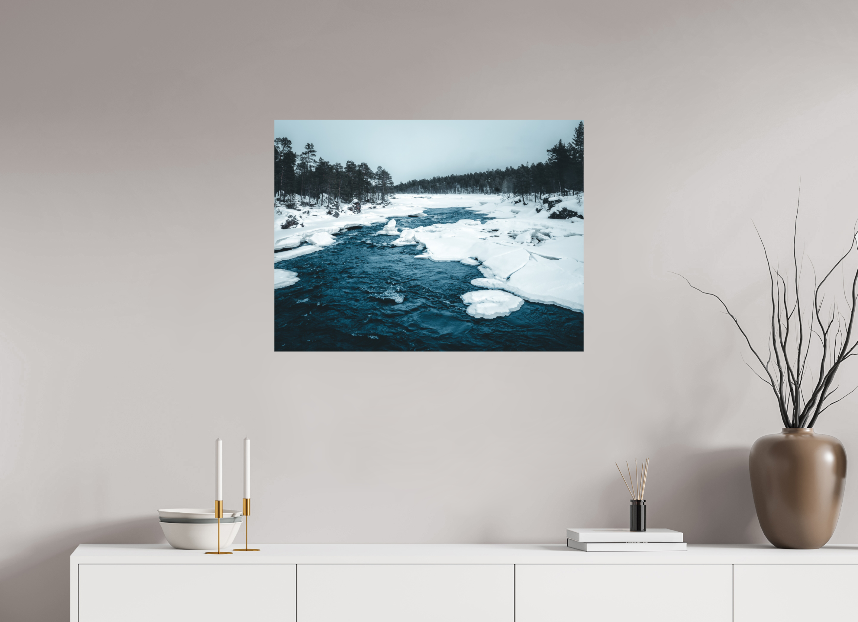 80 x 60 cm, Impression Fine Art Rivière arctique (Laponie Finlandaise)