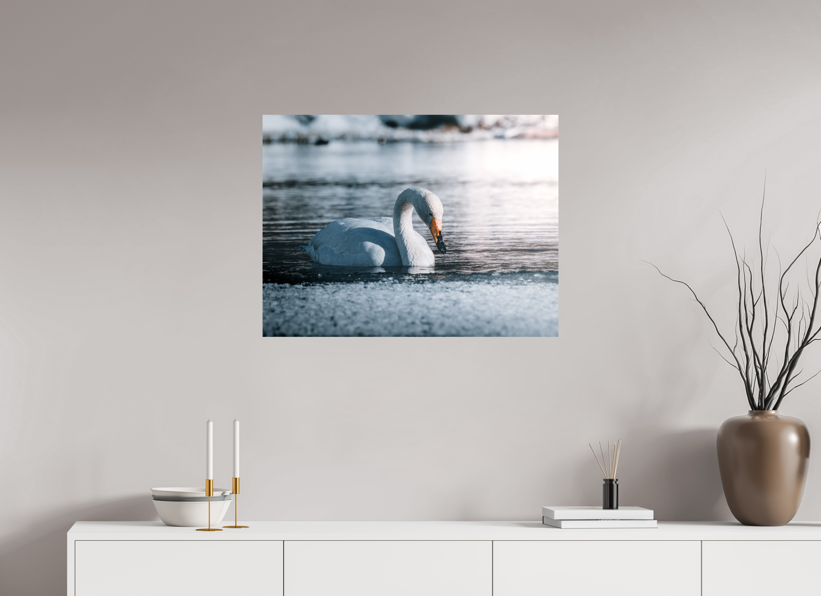 80 x 60 cm, Impression Fine Art Le Cygne (Laponie Finlandaise)